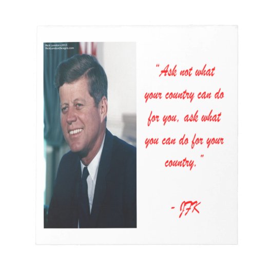 JFK 引用 "故郷に問うな己に" ノートパッド (正面)