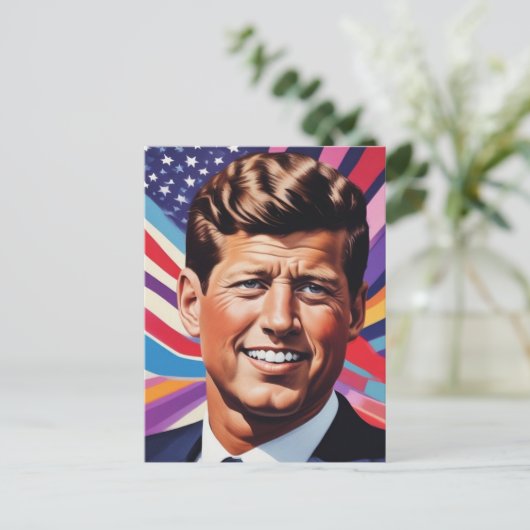 JFK John F. Kennedyインスピレーショやる気を起こさせるン ポストカード (スタンド正面)