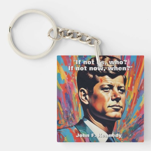 JFK John F. Kennedy引用文インスピレーションやる気を起こさせる キーホルダー (正面)