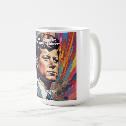 JFK John F. Kennedy引用文インスピレーションやる気を起こさせる コーヒーマグカップ (正面右)