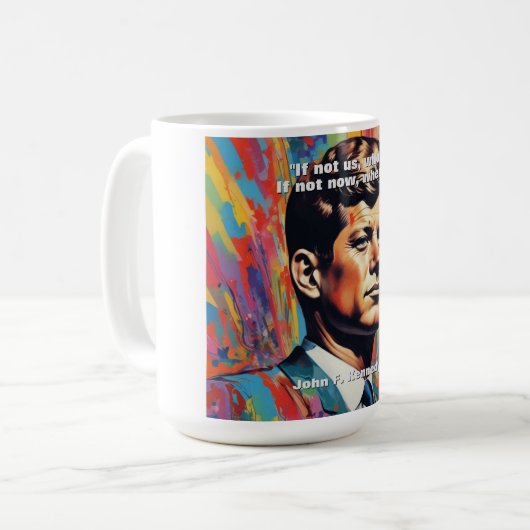 JFK John F. Kennedy引用文インスピレーションやる気を起こさせる コーヒーマグカップ (正面左)