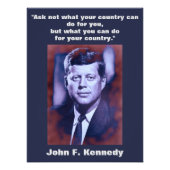JFK John F. Kennedy引用文インスピレーションやる気を起こさせる フォトプリント (正面)