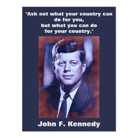 JFK John F. Kennedy引用文インスピレーションやる気を起こさせる フォトプリント (正面)
