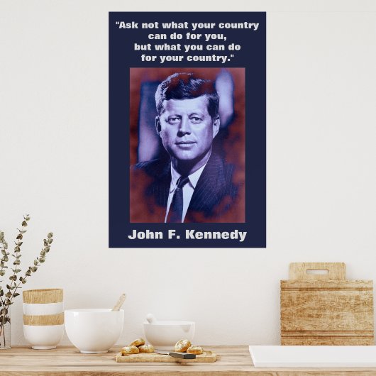 JFK John F. Kennedy引用文インスピレーションやる気を起こさせる ポスター (キッチン)
