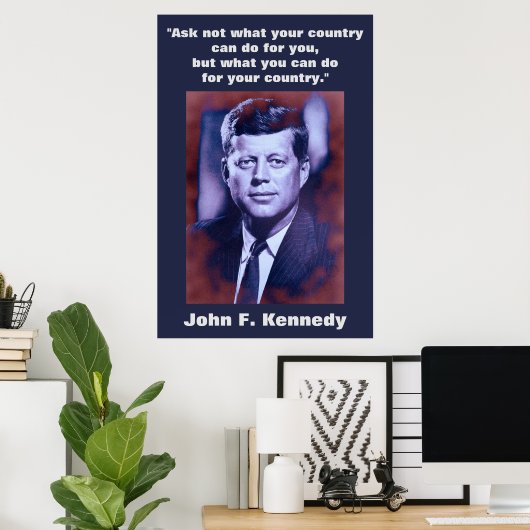 JFK John F. Kennedy引用文インスピレーションやる気を起こさせる ポスター (ホームオフィス)