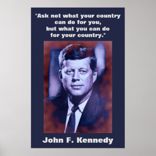 JFK John F. Kennedy引用文インスピレーションやる気を起こさせる ポスター