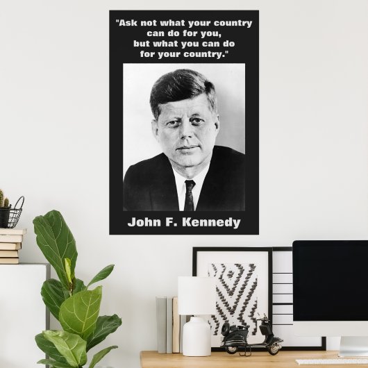JFK John F. Kennedy引用文インスピレーションやる気を起こさせる ポスター (ホームオフィス)