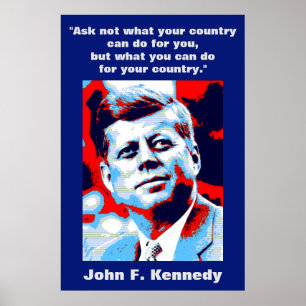 JFK John F. Kennedy引用文インスピレーションやる気を起こさせる ポスター