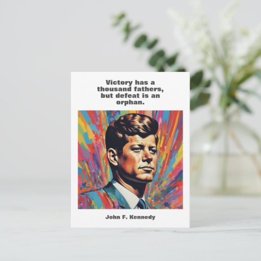 JFK John F. Kennedy引用文インスピレーションやる気を起こさせる ポストカード (スタンド正面)