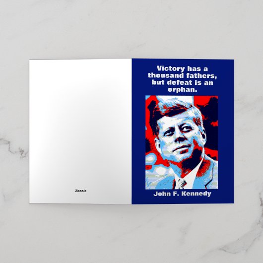 JFK John F. Kennedy引用文インスピレーションやる気を起こさせる 箔グリーティングカード (外側レイダウン)