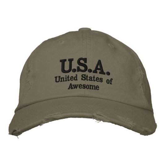 JHTによるUSA (ユナイテッド ステイツ オブ オーサム) 刺繍入りキャップ (正面)