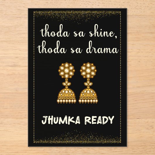 jhumka desi wedding sign アクリル招待状 (正面)