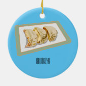 Jiaozi /餃子中国の漫画イラストレーション セラミックオーナメント (裏面)