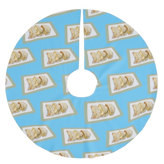 Jiaozi /餃子中国の漫画イラストレーション ブラッシュドポリエステルツリースカート (正面)