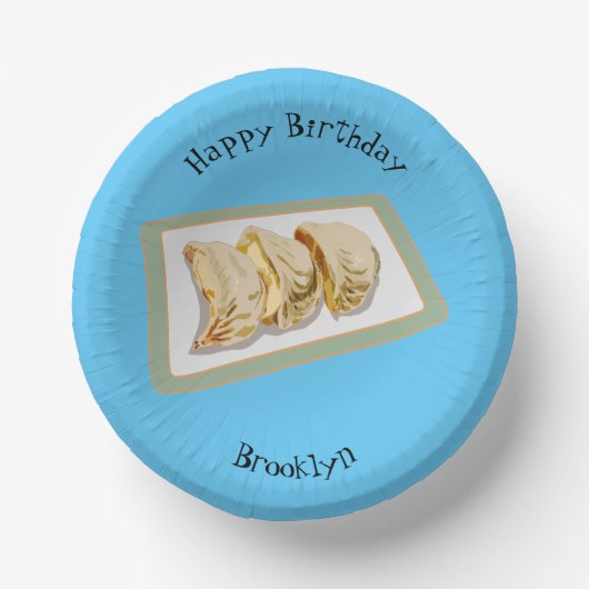 Jiaozi /餃子中国の漫画イラストレーション ペーパーボウル (正面)