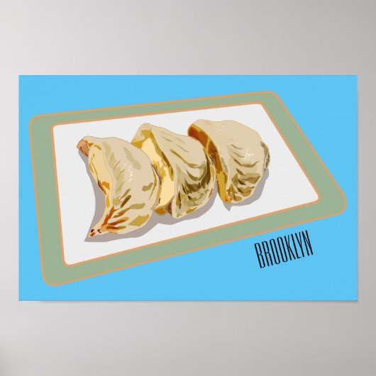 Jiaozi /餃子中国の漫画イラストレーション ポスター (正面)