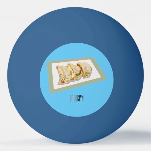 Jiaozi /餃子中国の漫画イラストレーション 卓球ボール (正面)