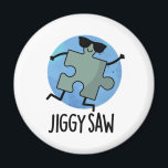 Jiggy Saw Funny Dancing Jigsaw Puzzle Pun マグネット<br><div class="desc">Jiggy Saw Funny Dancing Jigsaw Puzzle Pun features a cute jigsaw piece getting jiggy with it! Perfect pun gift for family and friends who love cute jigsaw puns.</div>