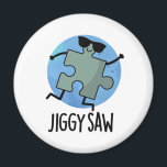 Jiggy Saw Funny Dancing Jigsaw Puzzle Pun マグネット<br><div class="desc">Jiggy Saw Funny Dancing Jigsaw Puzzle Pun features a cute jigsaw piece getting jiggy with it! Perfect pun gift for family and friends who love cute jigsaw puns.</div>