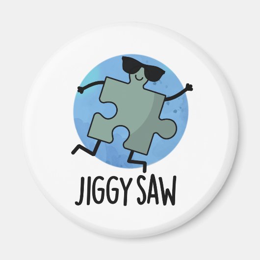 Jiggy Saw Funny Dancing Jigsaw Puzzle Pun マグネット (正面)