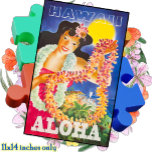 JIGSAW PUZZLE 11x14 - Vintage Hawaii Travel ジグソーパズル<br><div class="desc">This Jigsaw Puzzle features an image of a vintage Travel Poster to Hawaii with a Hawaiian girl offering a lei . ►Personalize, if desired, by adding custom text, a small image, and/or a logo. ►Available in size 11 by 14 inches here and in 20 by 30 inches in a separate...</div>