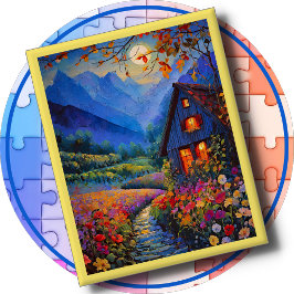 JIGSAW PUZZLE - Cabin in the Country with Flowers ジグソーパズル