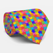 Jigsaw Puzzle pattern - Multicolor Pieces ネクタイ (ロール)