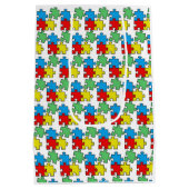 Jigsaw Puzzle Pieces Design ミディアムペーパーバッグ (裏面)