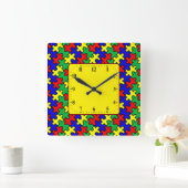 Jigsaw Puzzle Seamless Pattern-22675 スクエア壁時計 (ホーム)
