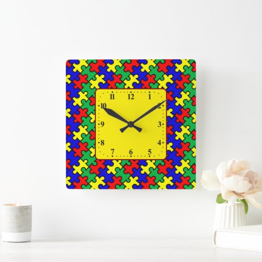 Jigsaw Puzzle Seamless Pattern-22675 スクエア壁時計 (ホーム)