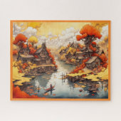 JIGSAW PUZZLE - Small Village on a Creek in Fall ジグソーパズル (横)