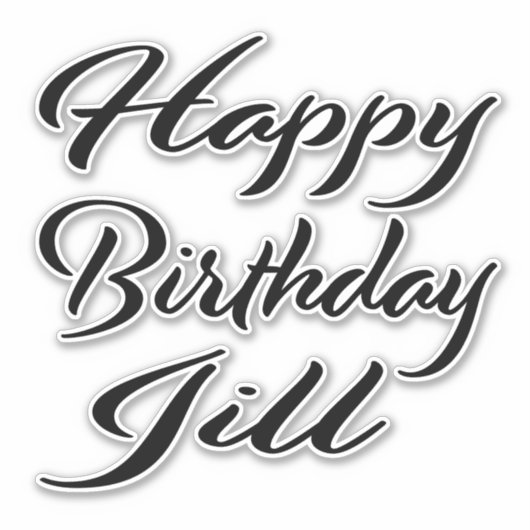 Jill Name Vorname black Sticker Geburtstag シール (正面)