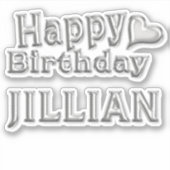 Jillian Happy Birthday silver Aufkleber Sticker シール (正面)