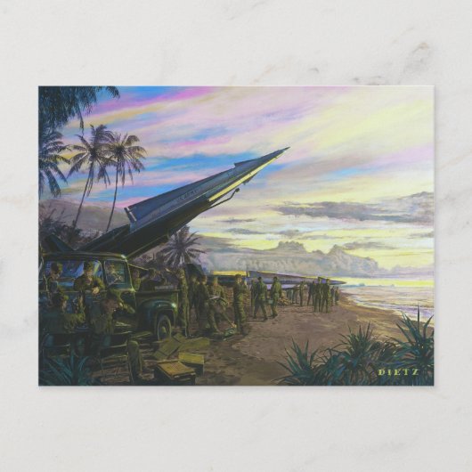 Jim Dietz National GuardによるKahukuでのライブファイアー ポストカード (正面)