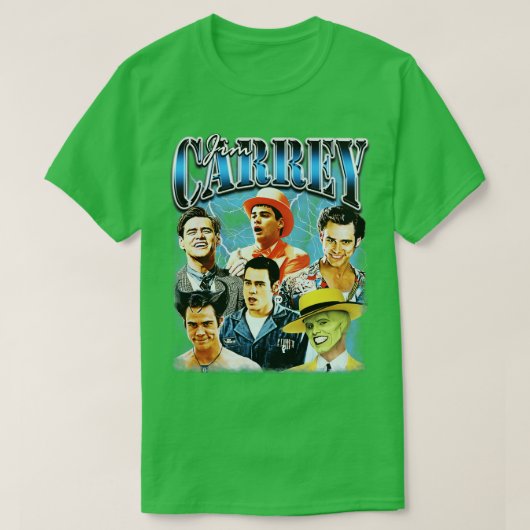 Jim rey 90sアイコンのブートレグスタイル tシャツ (デザイン正面)