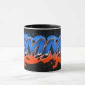 Jimmy Vorname Name Graffiti blue orange Tasse マグカップ (中央)