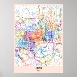 Jinan China City Map ポスター