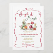 JingleとMingleクリスマスディナーハンドドロー 招待状 (正面/裏面)