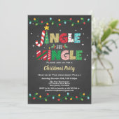 JingleとMingleクリスマスパーティーブラックと金ゴールド 招待状 (スタンド正面)