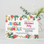 JingleとMingleクリスマスパーティー白と金ゴールド 招待状 (スタンド正面)