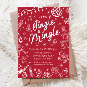 JingleとMingleパーティー招待状、クリスマスパーティー 招待状