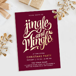 JingleとMingle Burgundy金ゴールド書 箔招待状