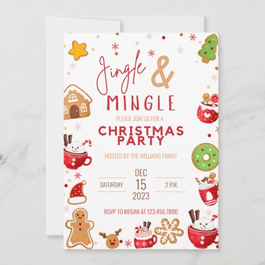 JingleとMingle Christmas Cookieパーティー 招待状 (正面)