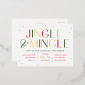 JingleとMingle Foilクリスマスパーティーはがき 箔招待状ポストカード (正面/裏面)