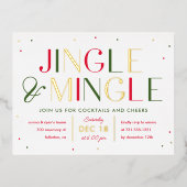 JingleとMingle Foilクリスマスパーティーはがき 箔招待状ポストカード (正面)