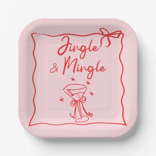 JingleとMingle Handがクリスマスパーティーを描く ペーパープレート (正面)