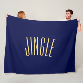 JINGLEフェスティバルモダン文字オンダークネイビーブルー フリースブランケット