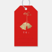 Jingleベルの金ゴールドのPlaid赤い黒メリー色 ギフトタグ (裏面)