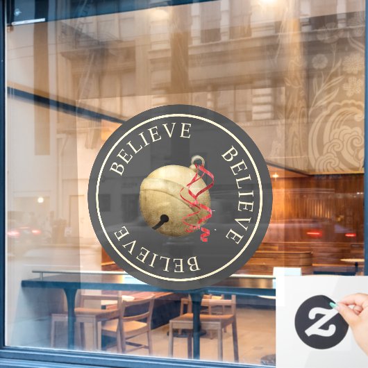 Jingleベル信じクリスマスで美しい ウィンドウサイン (カフェ窓)