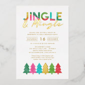 JingleモダンとMingleのクリスマスのパーティー 箔招待状 (正面)